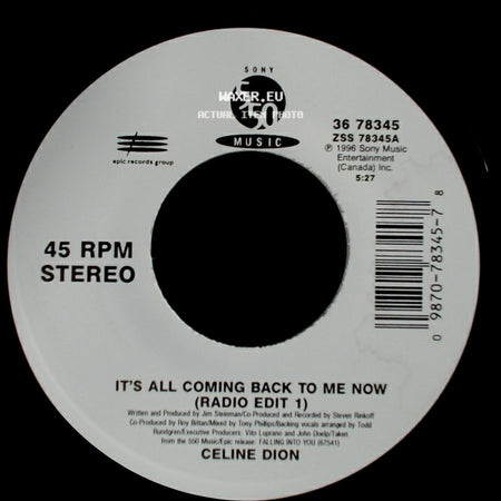 Celine Dion - The Power Of The Dream / It's All Coming Back To Me Now (Radio Edit 1) side B