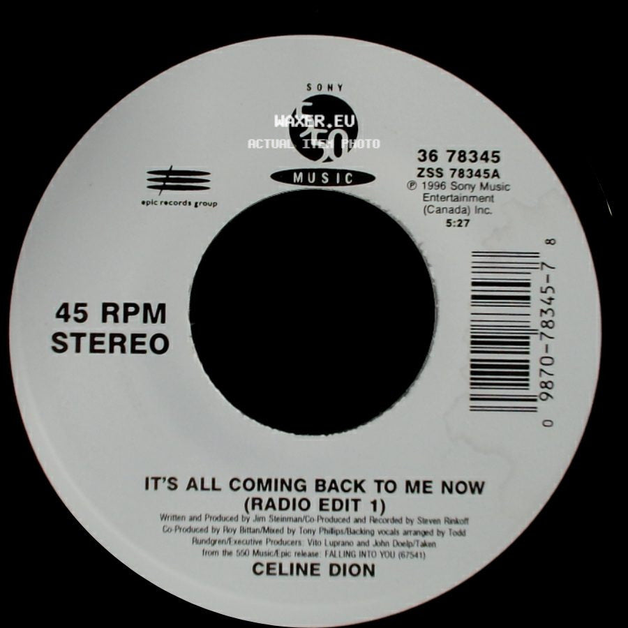 Celine Dion - The Power Of The Dream / It's All Coming Back To Me Now (Radio Edit 1) side B