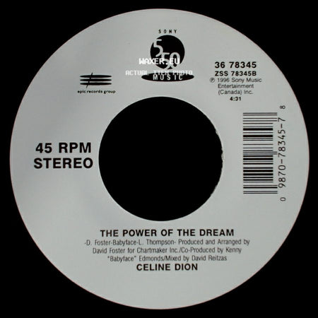 Celine Dion - It's All Coming Back To Me Now (Radio Edit 1) / The Power Of The Dream side B