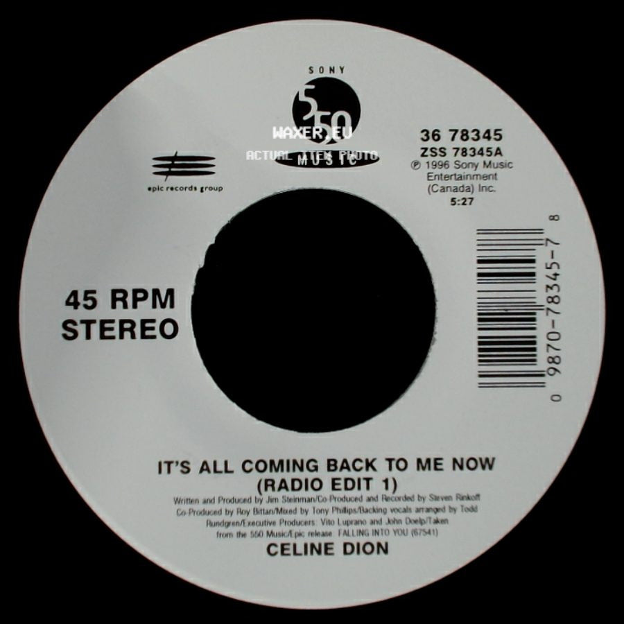 Celine Dion - The Power Of The Dream / It's All Coming Back To Me Now (Radio Edit 1) side B