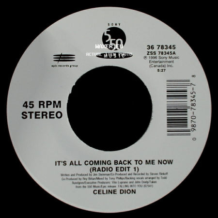 Celine Dion - The Power Of The Dream / It's All Coming Back To Me Now (Radio Edit 1) side B