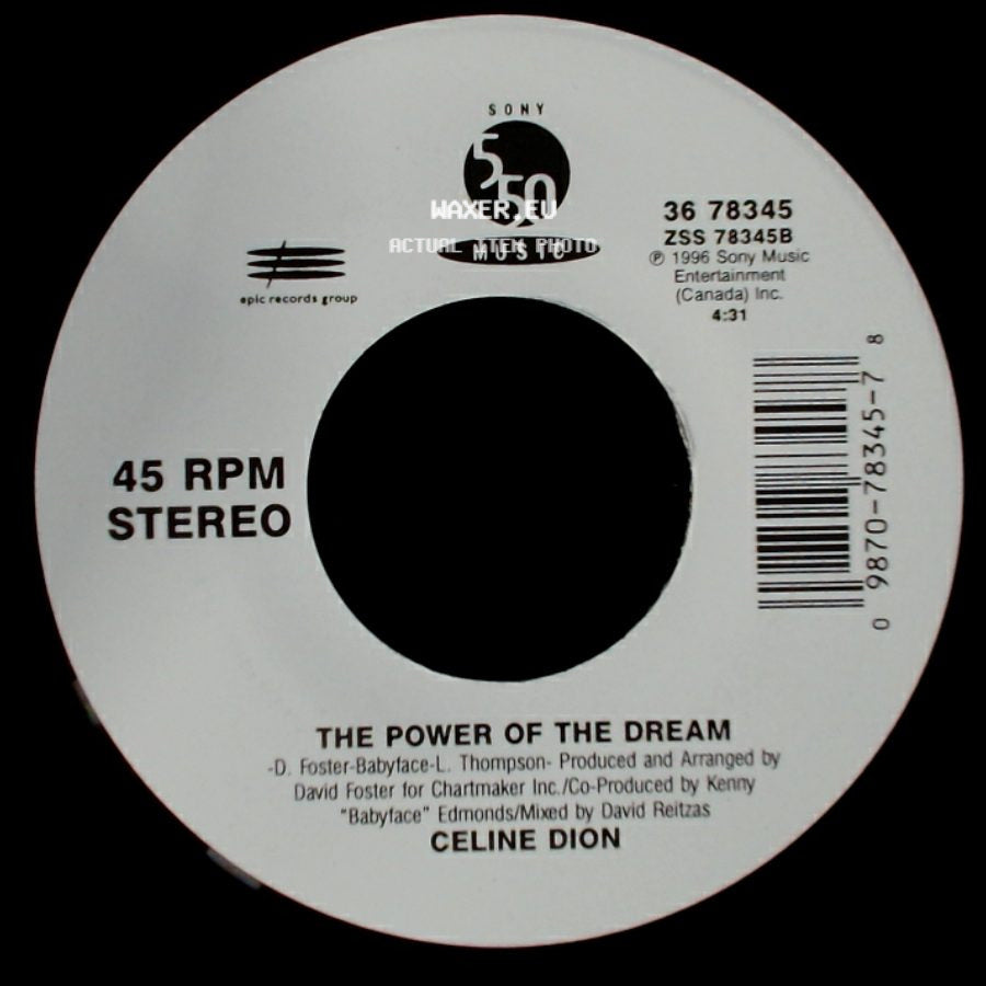 Celine Dion - It's All Coming Back To Me Now (Radio Edit 1) / The Power Of The Dream side B