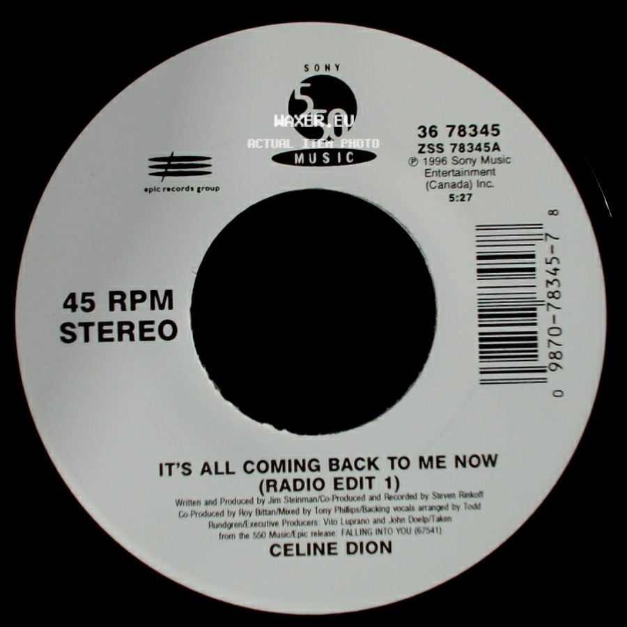 Celine Dion - The Power Of The Dream / It's All Coming Back To Me Now (Radio Edit 1) side B