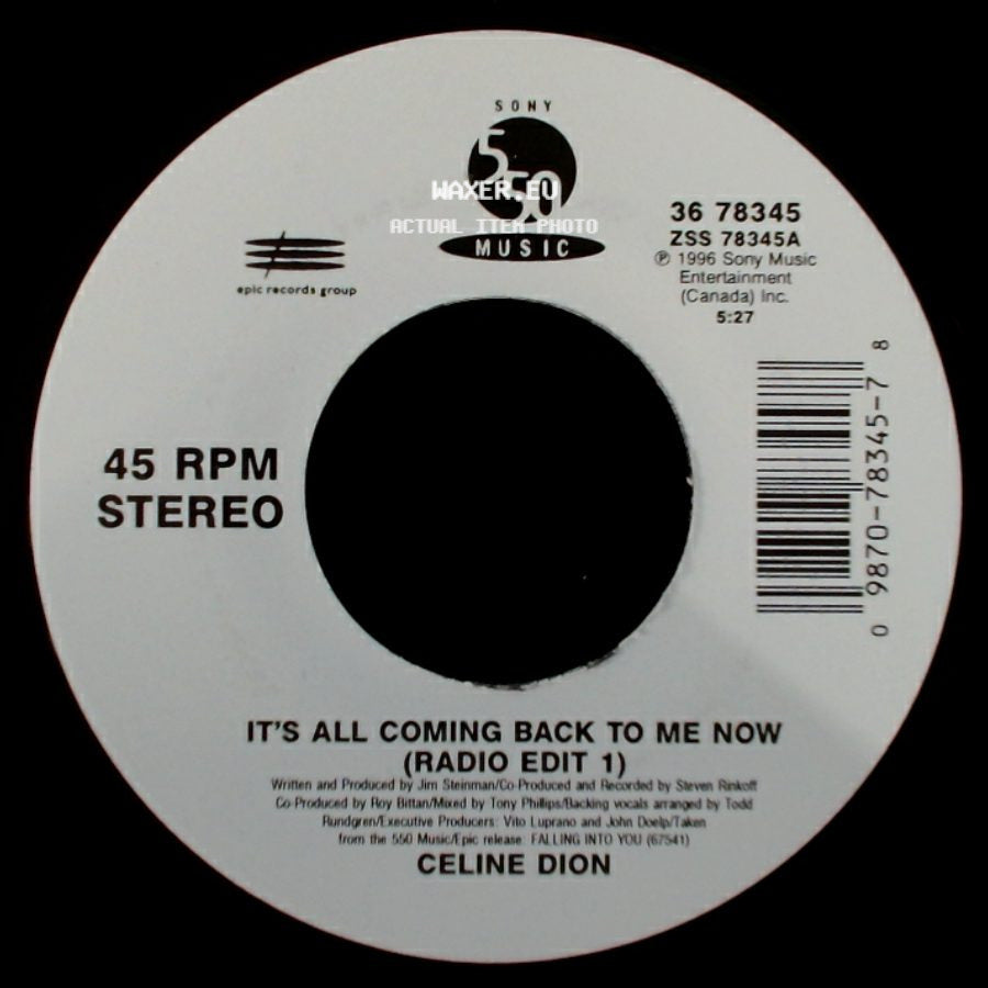 Celine Dion - It's All Coming Back To Me Now (Radio Edit 1) / The Power Of The Dream side A