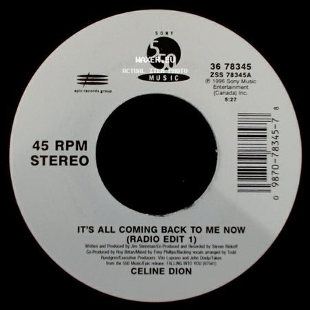 Celine Dion - It's All Coming Back To Me Now (Radio Edit 1) / The Power Of The Dream side A