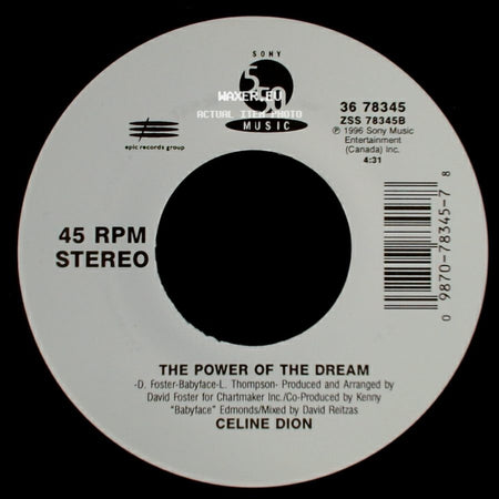 Celine Dion - The Power Of The Dream / It's All Coming Back To Me Now (Radio Edit 1) side A