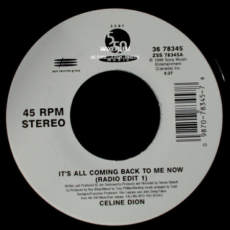 Celine Dion - The Power Of The Dream / It's All Coming Back To Me Now (Radio Edit 1) side B