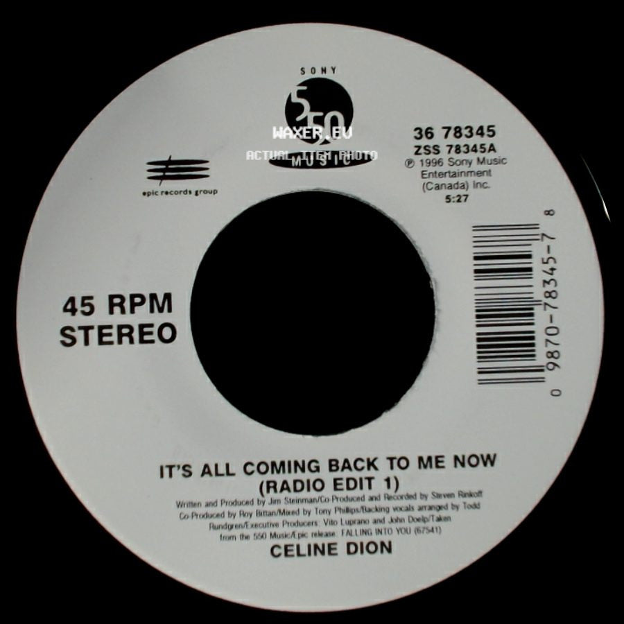 Celine Dion - The Power Of The Dream / It's All Coming Back To Me Now (Radio Edit 1) side B