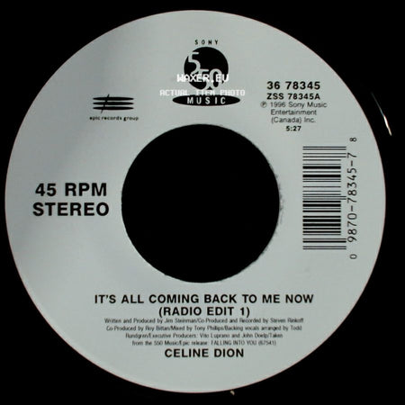 Celine Dion - It's All Coming Back To Me Now (Radio Edit 1) / The Power Of The Dream side A