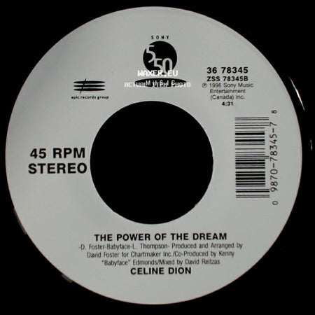 Celine Dion - It's All Coming Back To Me Now (Radio Edit 1) / The Power Of The Dream side B