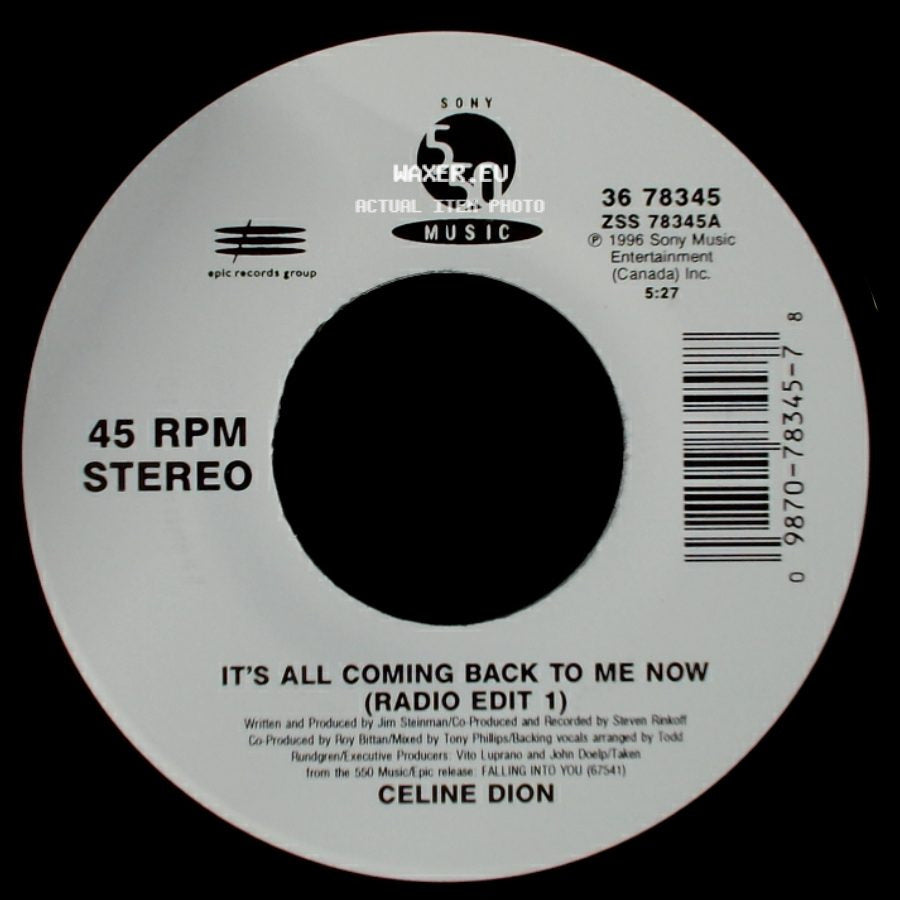 Celine Dion - It's All Coming Back To Me Now (Radio Edit 1) / The Power Of The Dream side A