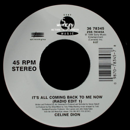 Celine Dion - It's All Coming Back To Me Now (Radio Edit 1) / The Power Of The Dream side A
