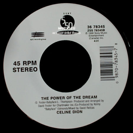Celine Dion - It's All Coming Back To Me Now (Radio Edit 1) / The Power Of The Dream side B