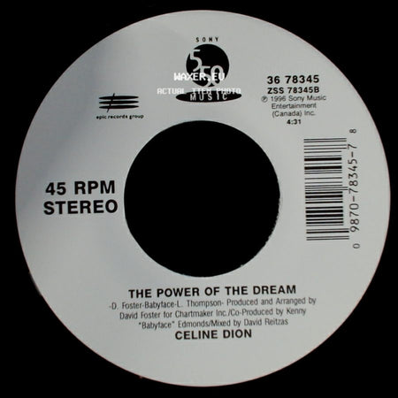 Celine Dion - It's All Coming Back To Me Now (Radio Edit 1) / The Power Of The Dream side B