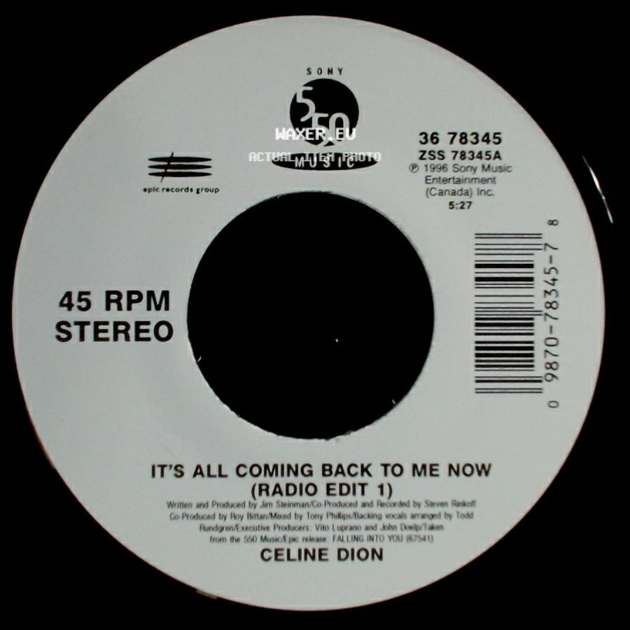 Celine Dion - It's All Coming Back To Me Now (Radio Edit 1) / The Power Of The Dream side A