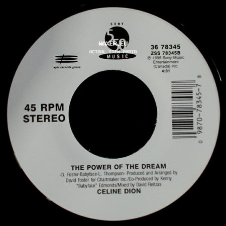 Celine Dion - It's All Coming Back To Me Now (Radio Edit 1) / The Power Of The Dream side B
