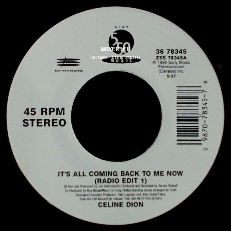 Celine Dion - It's All Coming Back To Me Now (Radio Edit 1) / The Power Of The Dream side A