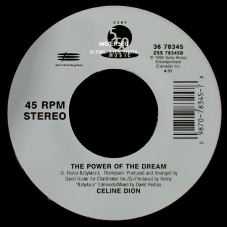 Celine Dion - It's All Coming Back To Me Now (Radio Edit 1) / The Power Of The Dream side B
