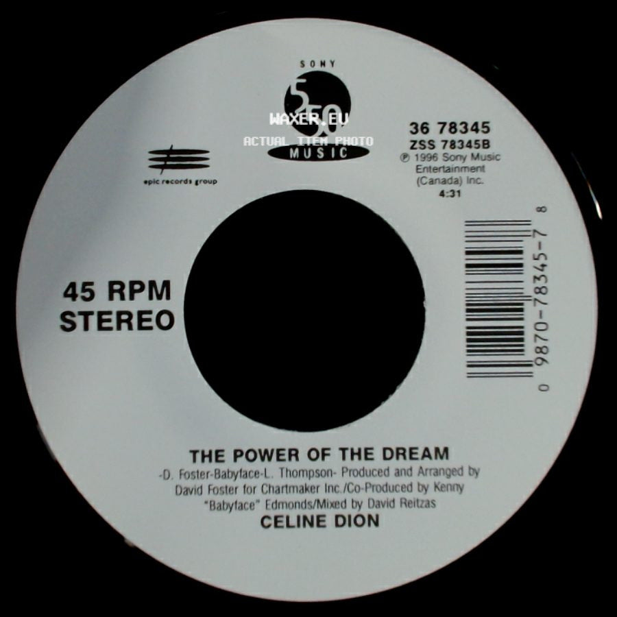 Celine Dion - It's All Coming Back To Me Now (Radio Edit 1) / The Power Of The Dream side B