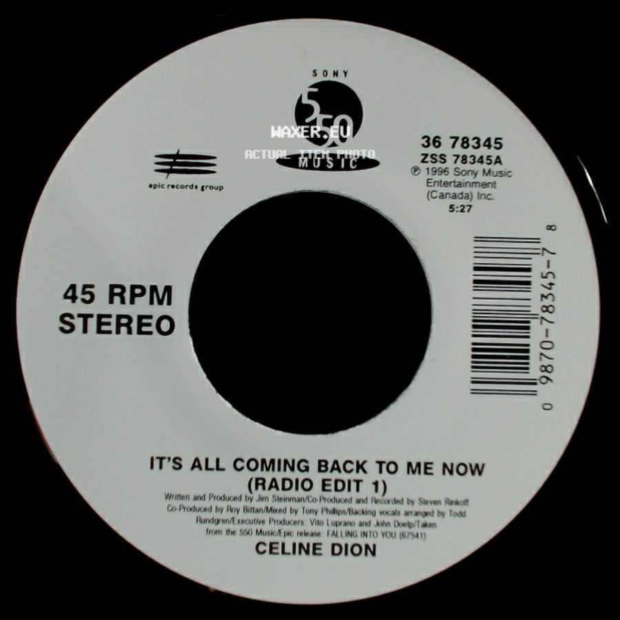 Celine Dion - It's All Coming Back To Me Now (Radio Edit 1) / The Power Of The Dream side A