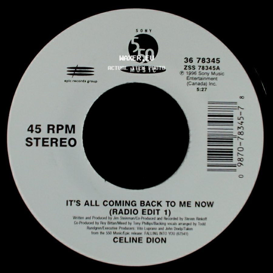 Celine Dion - It's All Coming Back To Me Now (Radio Edit 1) / The Power Of The Dream side A