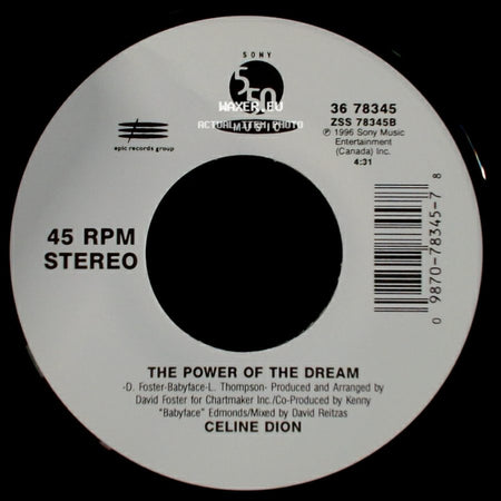 Celine Dion - It's All Coming Back To Me Now (Radio Edit 1) / The Power Of The Dream side B