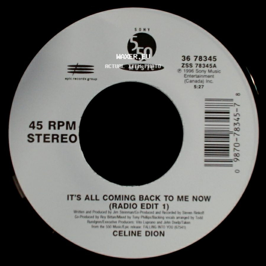 Celine Dion - It's All Coming Back To Me Now (Radio Edit 1) / The Power Of The Dream side A