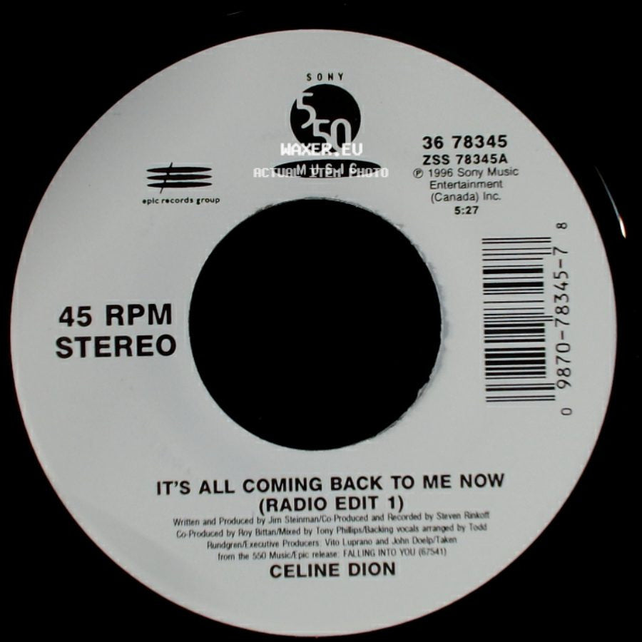 Celine Dion - It's All Coming Back To Me Now (Radio Edit 1) / The Power Of The Dream side A