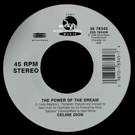 Celine Dion - It's All Coming Back To Me Now (Radio Edit 1) / The Power Of The Dream side B