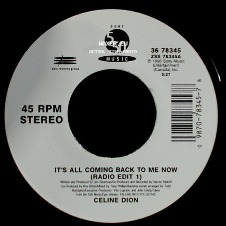 Celine Dion - The Power Of The Dream / It's All Coming Back To Me Now (Radio Edit 1) side B
