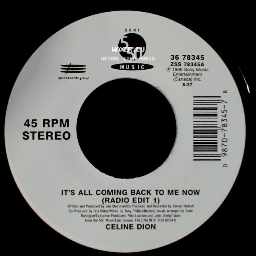 Celine Dion - The Power Of The Dream / It's All Coming Back To Me Now (Radio Edit 1) side B