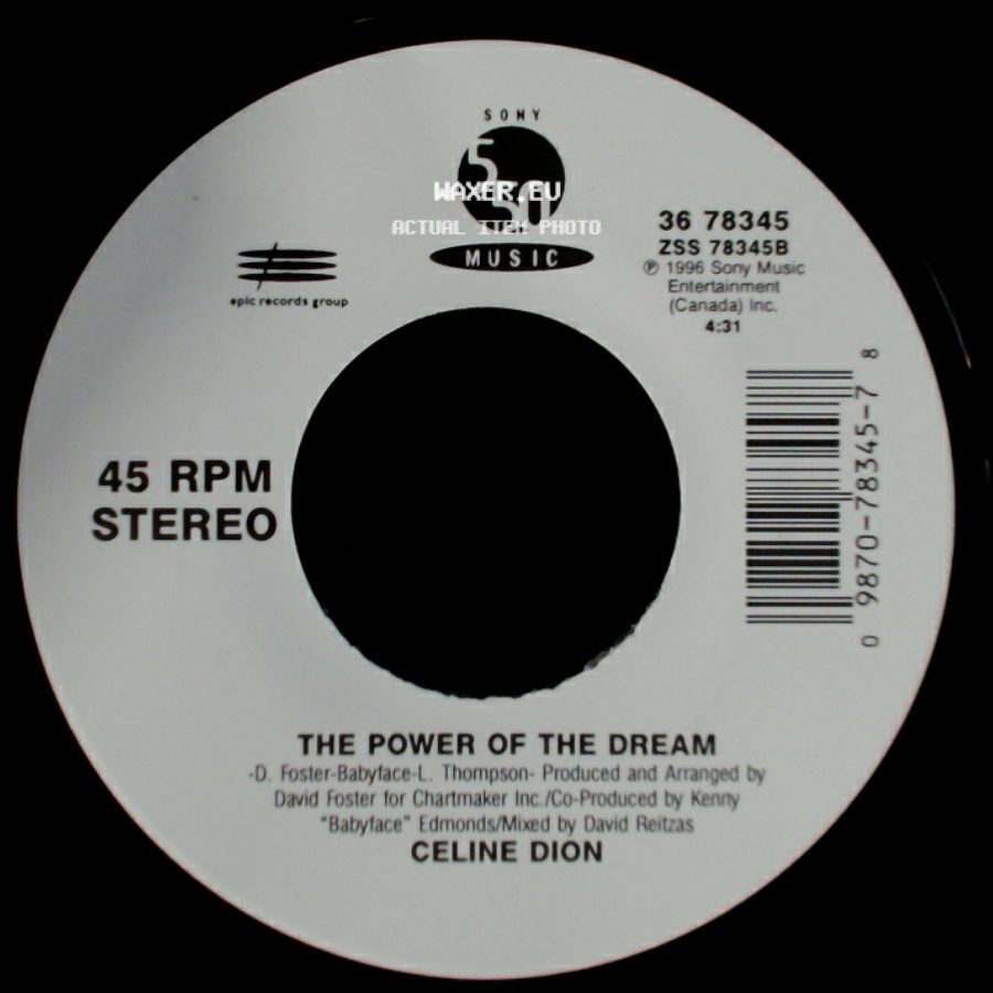 Celine Dion - The Power Of The Dream / It's All Coming Back To Me Now (Radio Edit 1) side A