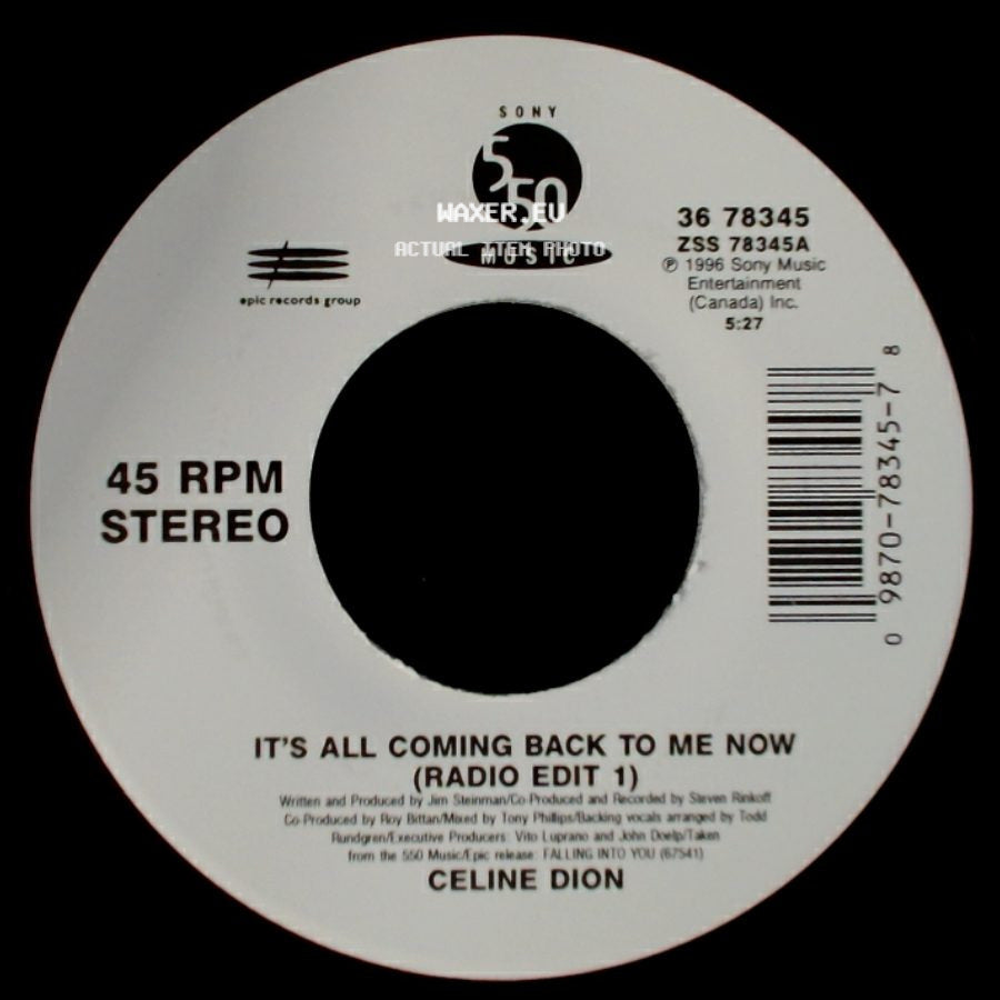 Celine Dion - The Power Of The Dream / It's All Coming Back To Me Now (Radio Edit 1) side B