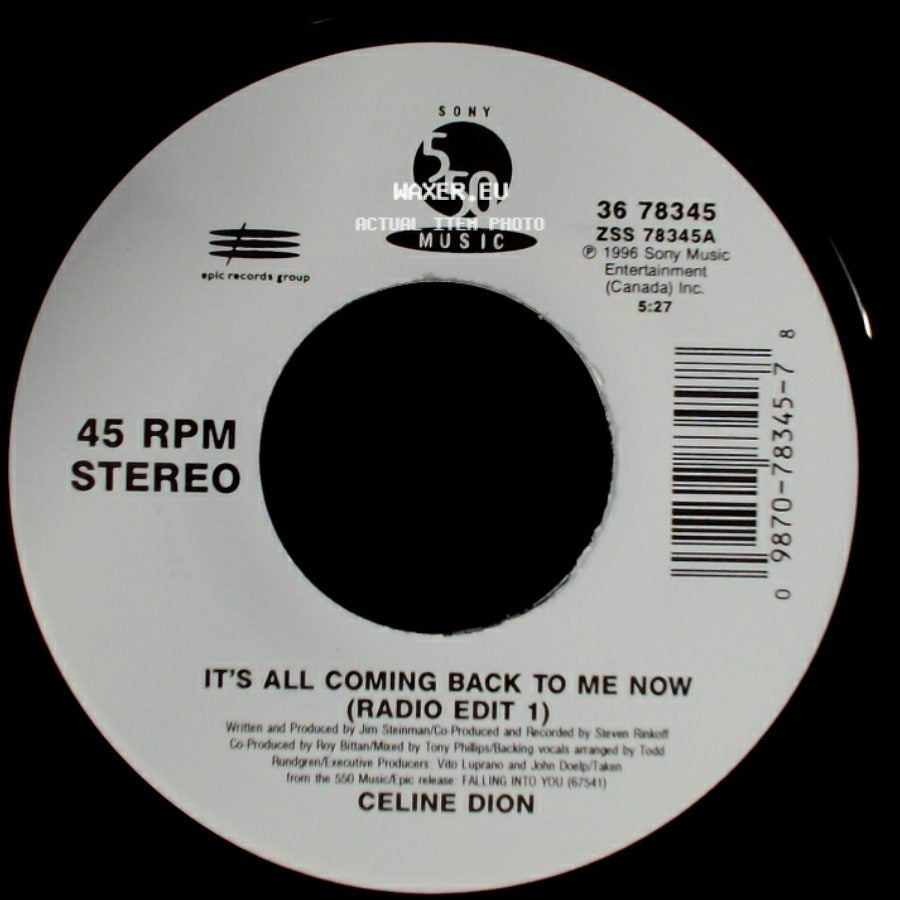 Celine Dion - The Power Of The Dream / It's All Coming Back To Me Now (Radio Edit 1) side B