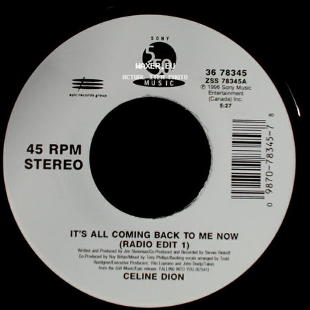 Celine Dion - The Power Of The Dream / It's All Coming Back To Me Now (Radio Edit 1) side B