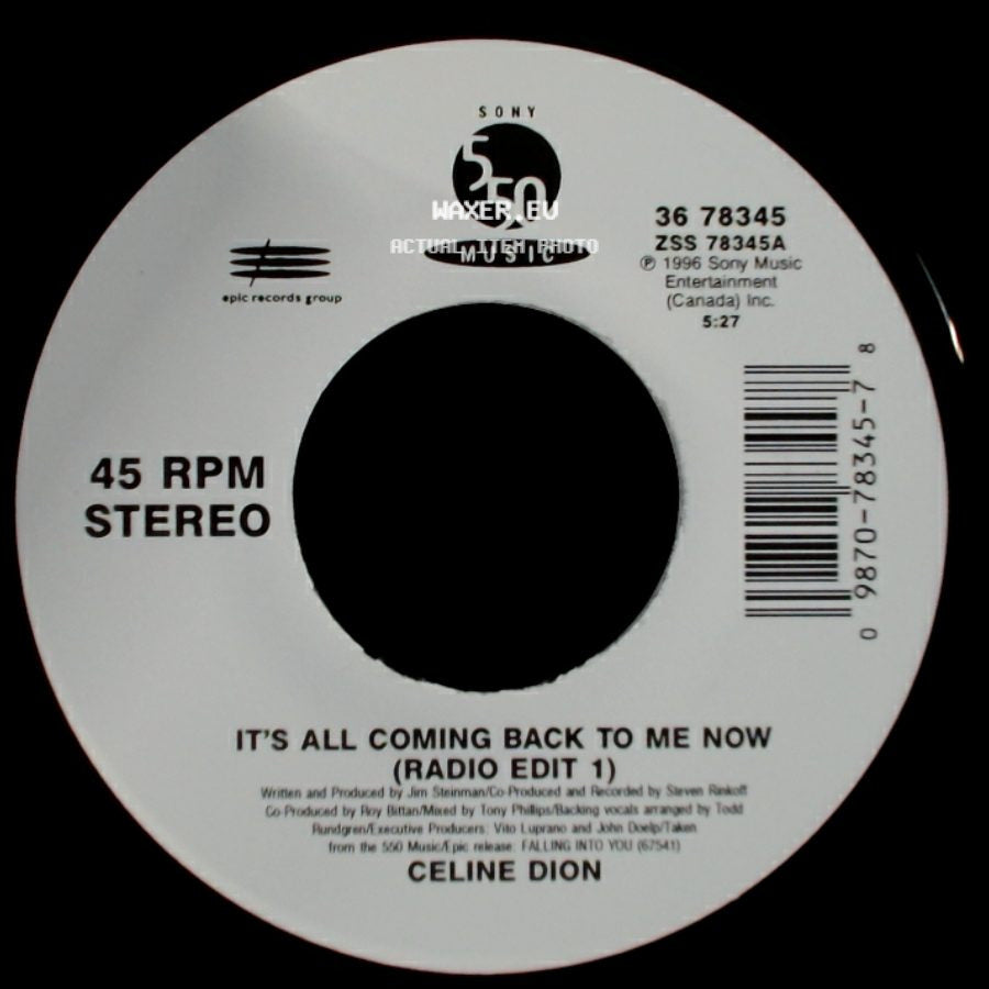 Celine Dion - The Power Of The Dream / It's All Coming Back To Me Now (Radio Edit 1) side B