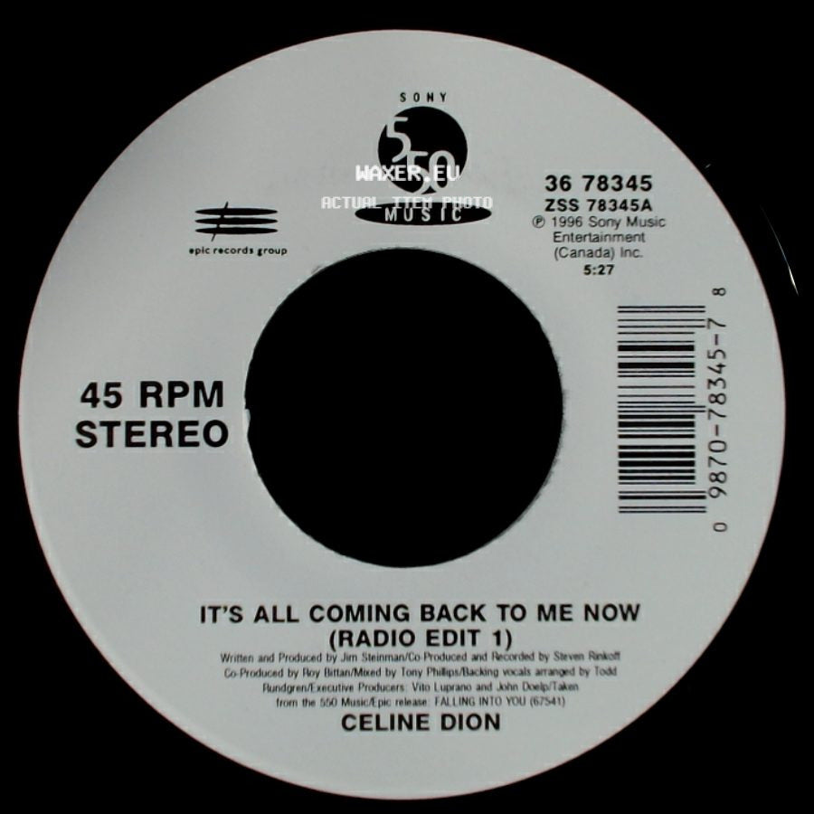 Celine Dion - It's All Coming Back To Me Now (Radio Edit 1) / The Power Of The Dream side A