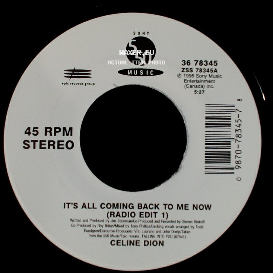 Celine Dion - The Power Of The Dream / It's All Coming Back To Me Now (Radio Edit 1) side B
