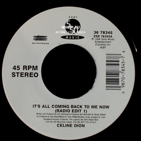 Celine Dion - The Power Of The Dream / It's All Coming Back To Me Now (Radio Edit 1) side B
