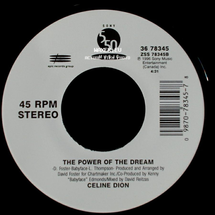 Celine Dion - The Power Of The Dream / It's All Coming Back To Me Now (Radio Edit 1) side A
