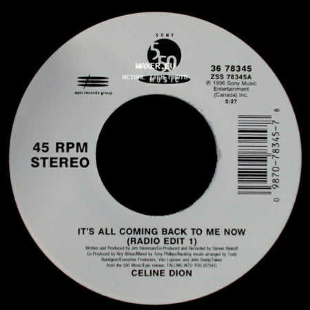 Celine Dion - The Power Of The Dream / It's All Coming Back To Me Now (Radio Edit 1) side B