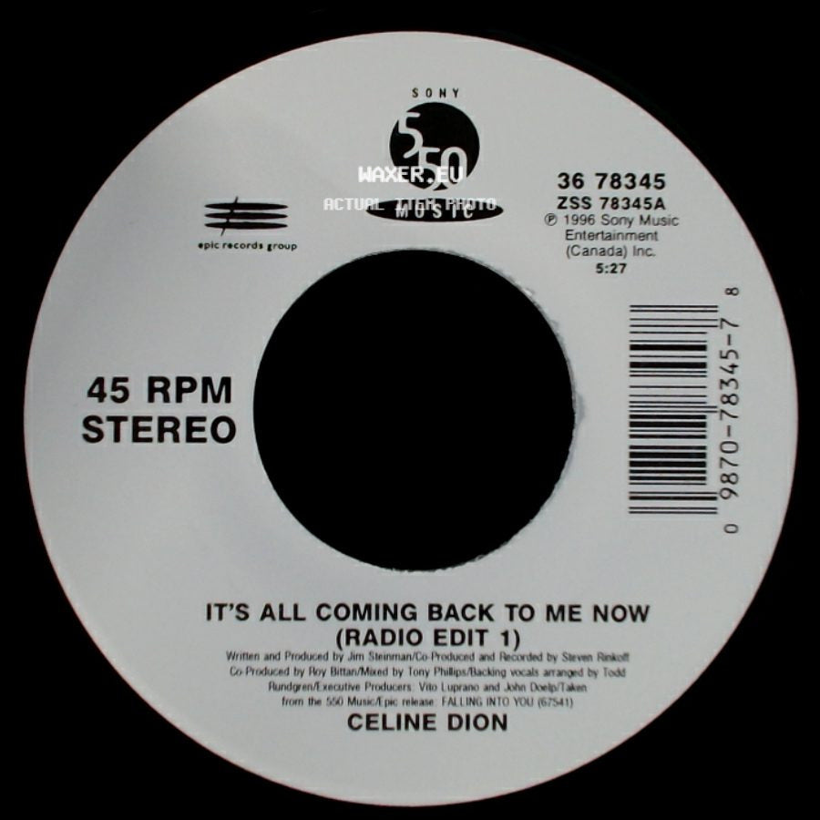 Celine Dion - The Power Of The Dream / It's All Coming Back To Me Now (Radio Edit 1) side B