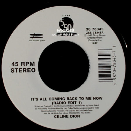 Celine Dion - The Power Of The Dream / It's All Coming Back To Me Now (Radio Edit 1) side B