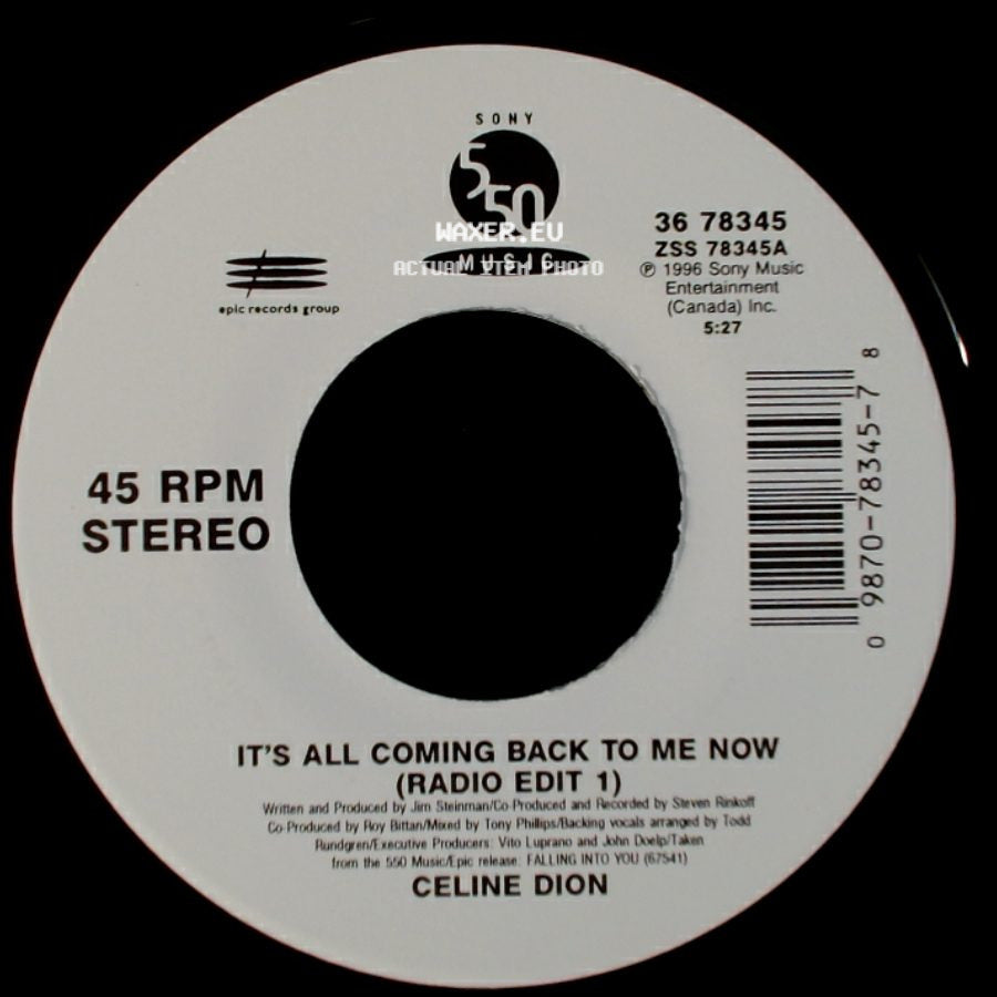 Celine Dion - The Power Of The Dream / It's All Coming Back To Me Now (Radio Edit 1) side B