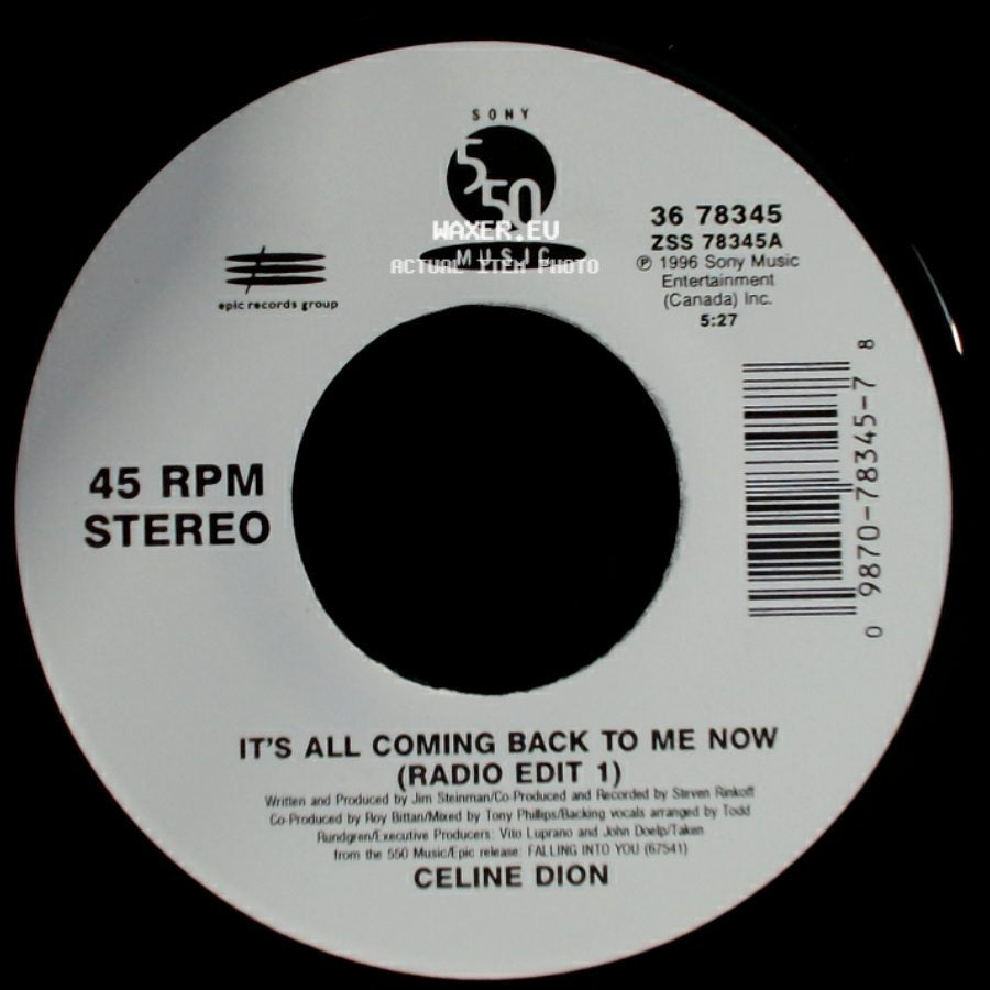 Celine Dion - The Power Of The Dream / It's All Coming Back To Me Now (Radio Edit 1) side B