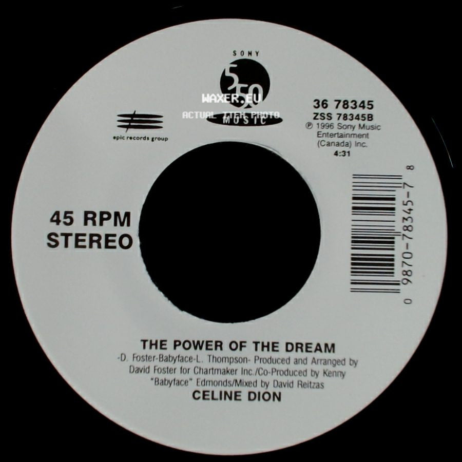 Celine Dion - The Power Of The Dream / It's All Coming Back To Me Now (Radio Edit 1) side A
