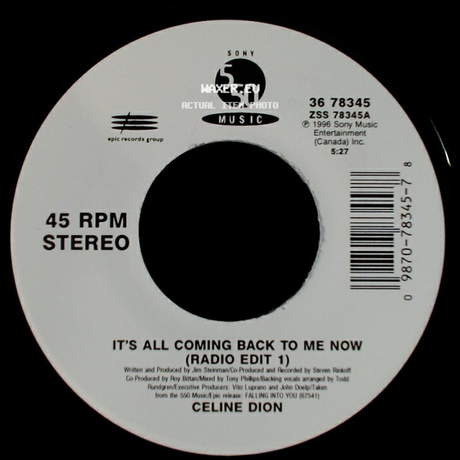 Celine Dion - The Power Of The Dream / It's All Coming Back To Me Now (Radio Edit 1) side B