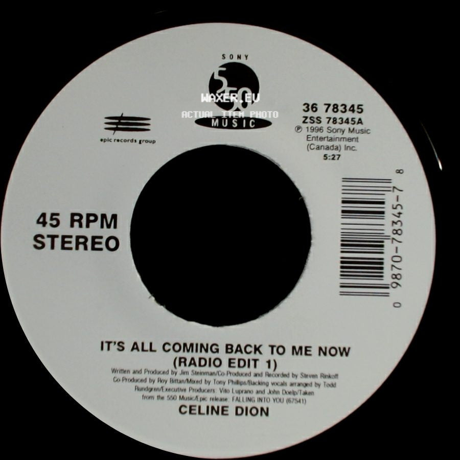 Celine Dion - It's All Coming Back To Me Now (Radio Edit 1) / The Power Of The Dream side A