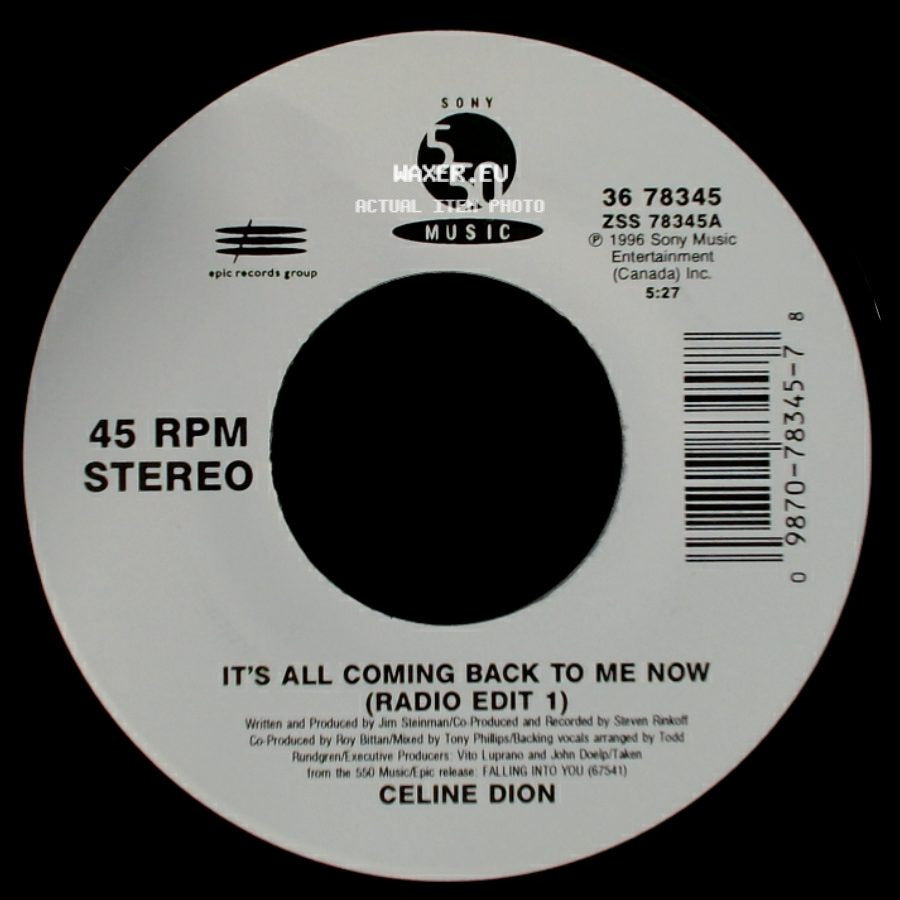 Celine Dion - The Power Of The Dream / It's All Coming Back To Me Now (Radio Edit 1) side B