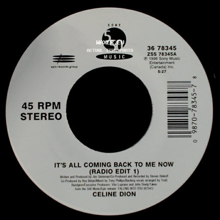 Celine Dion - The Power Of The Dream / It's All Coming Back To Me Now (Radio Edit 1) side B